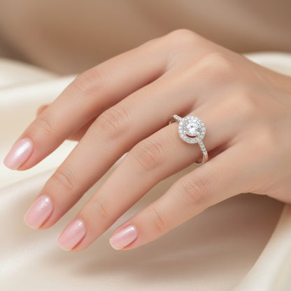 Anillo Solitario Circón Blanco T9 Plata Ley 925 ID: 422