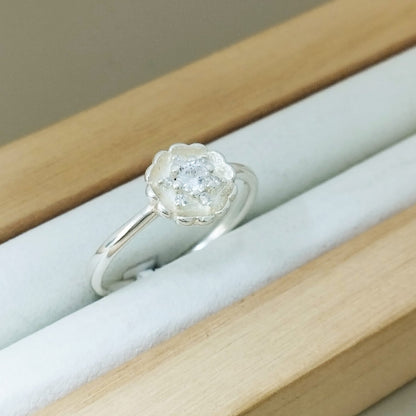 Anillo Solitario Circón Blanco T7 Plata Ley 925 ID: 424